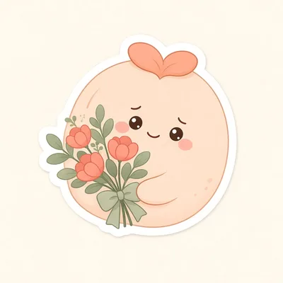 Mascot holding a flower