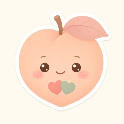Peach mascot with two hearts