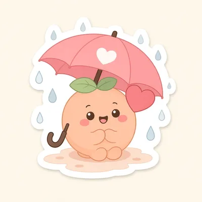 Mascot sharing an umbrella
